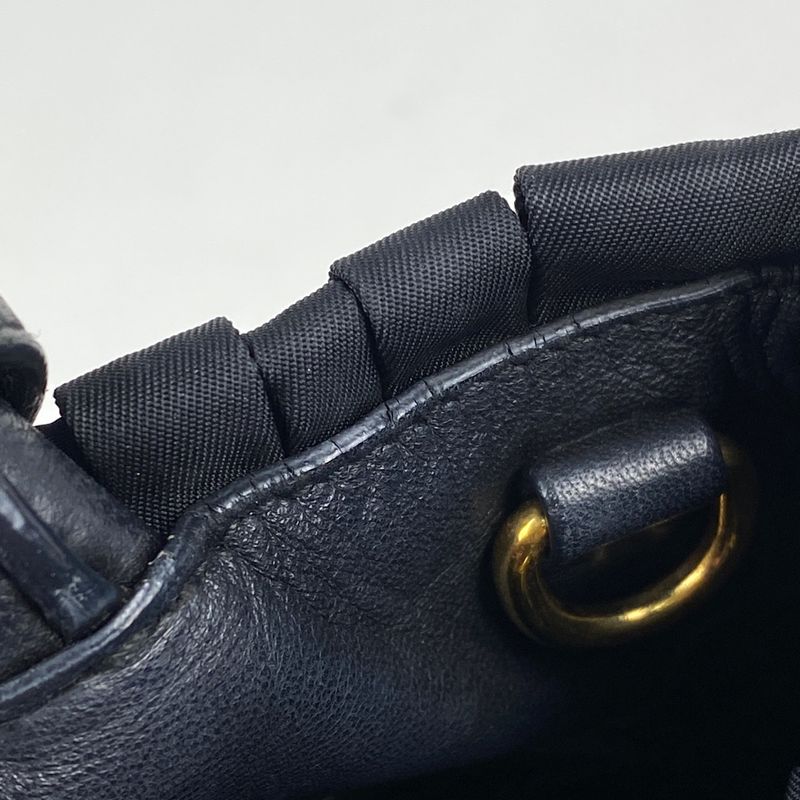 Prada Logo Plate Handbag Woven Handbag Nylon Nero (black) Bn1653 Women