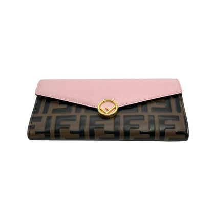 Fendi Zucca Fize Long Wallet Leather 8m0251 A6CB Pink Women