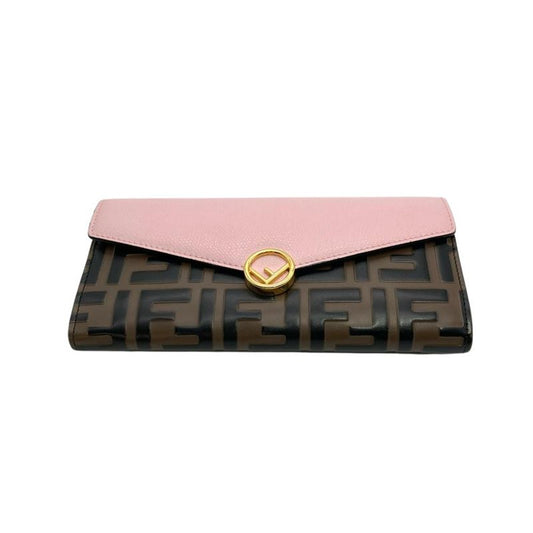 Fendi Zucca Fize Long Wallet Leather 8m0251 A6CB Pink Women