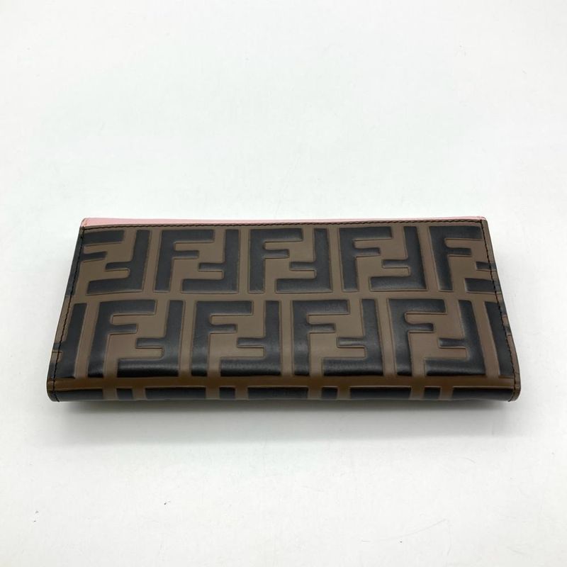 Fendi Zucca Fize Long Wallet Leather 8m0251 A6CB Pink Women