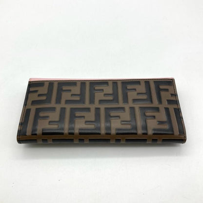 Fendi Zucca Fize Long Wallet Leather 8m0251 A6CB Pink Women