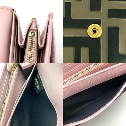 Fendi Zucca Fize Long Wallet Leather 8m0251 A6CB Pink Women