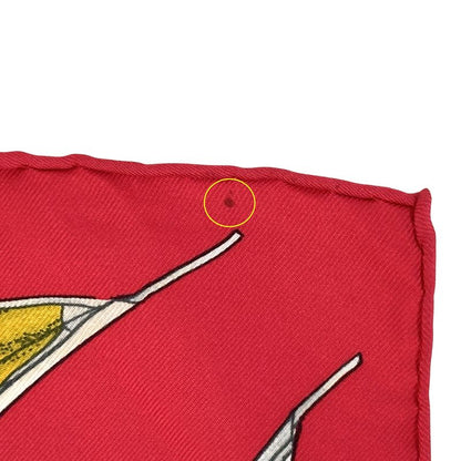 Hermes Scarf Carre 90 Vent Portant Tailwind Women's Brand Silk Red Multicolor