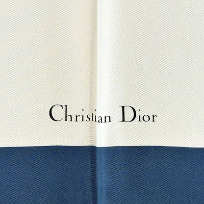 Dior Scarf Women's Branded Silk Blue Ivory Logo Bag Pattern Beautiful