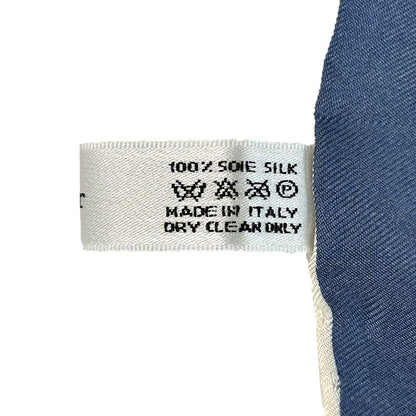 Dior Scarf Women's Branded Silk Blue Ivory Logo Bag Pattern Beautiful