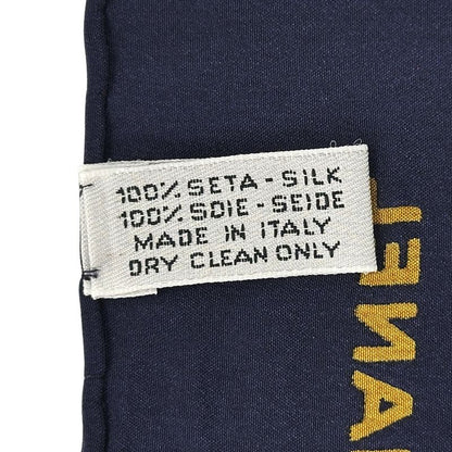 Chanel Scarf Women's Brand Cambon Matelasse Silk Navy Yellow Red Bijoux Chain