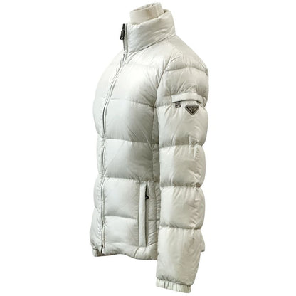 Prada Down Women's Branded Sport Down Jacket Nylon White L 40 Light Gray