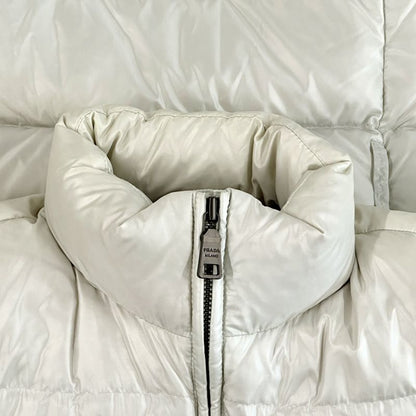 Prada Down Women's Branded Sport Down Jacket Nylon White L 40 Light Gray