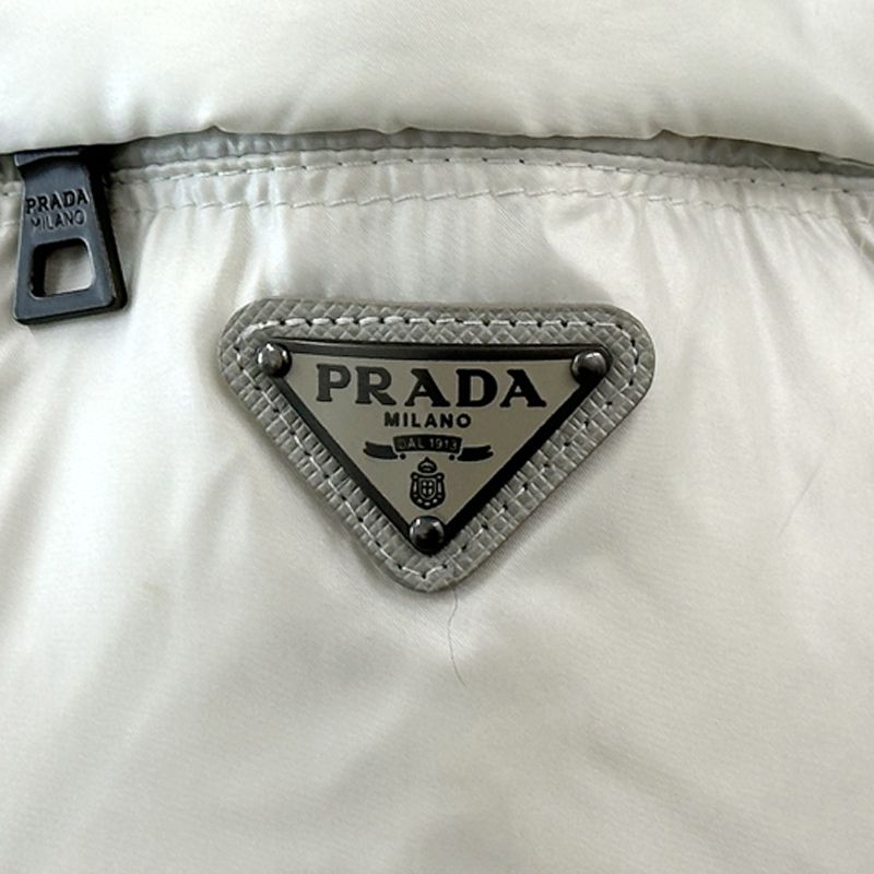 Prada Down Women's Branded Sport Down Jacket Nylon White L 40 Light Gray