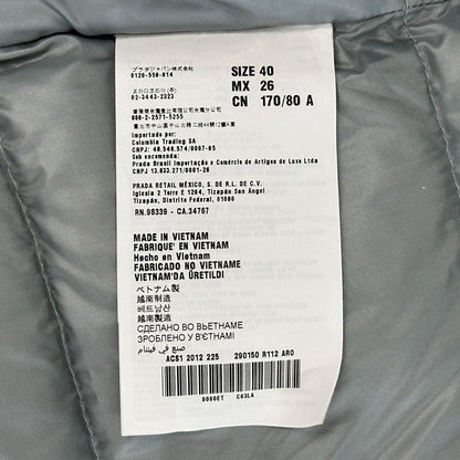 Prada Down Women's Branded Sport Down Jacket Nylon White L 40 Light Gray