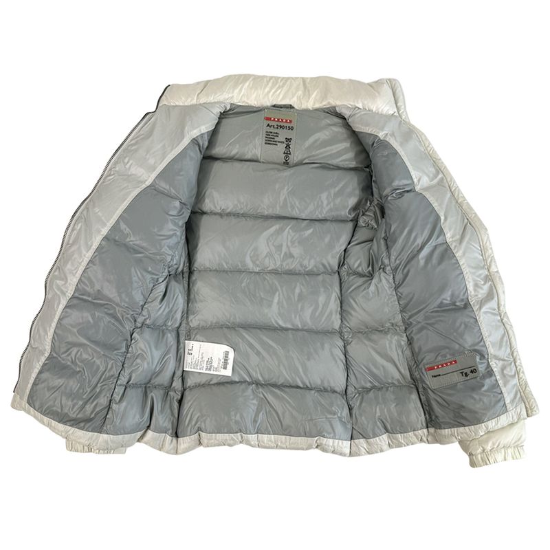 Prada Down Women's Branded Sport Down Jacket Nylon White L 40 Light Gray