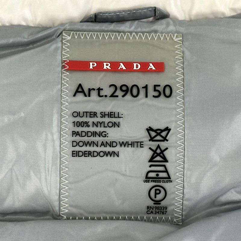Prada Down Women's Branded Sport Down Jacket Nylon White L 40 Light Gray