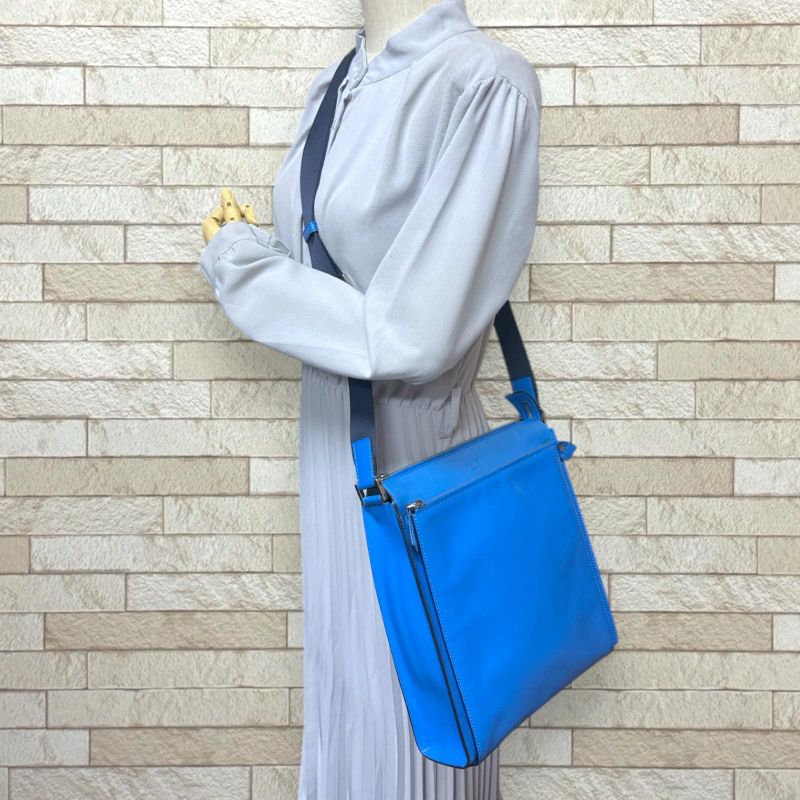 Fendi Shoulder Bag Leather 7va319 Blue Men's Fendi Preowned Fendi
