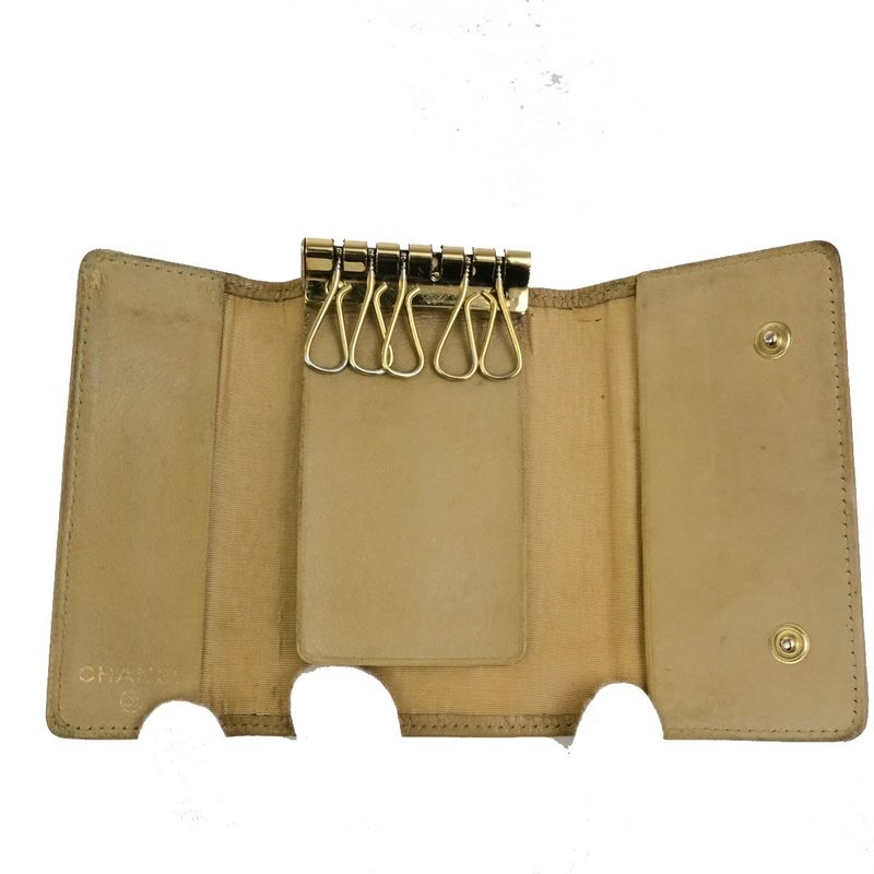 Chanel Coco Mark Caviar Skin 6-ring Key Case Beige 08bs072