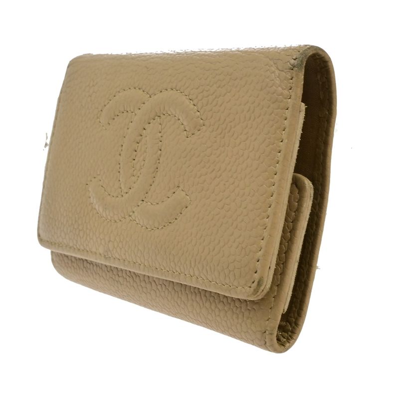 Chanel Coco Mark Caviar Skin 6-ring Key Case Beige 08bs072