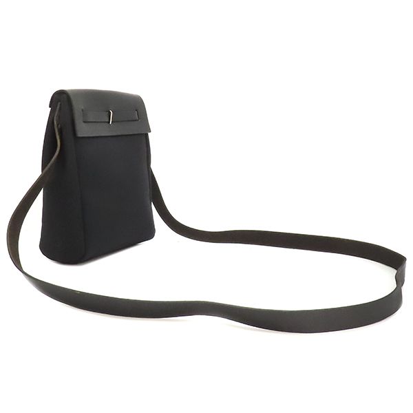 Hermes Shoulder Bag Herbag Her Bag TPM Leather Toile Officier Black Silver