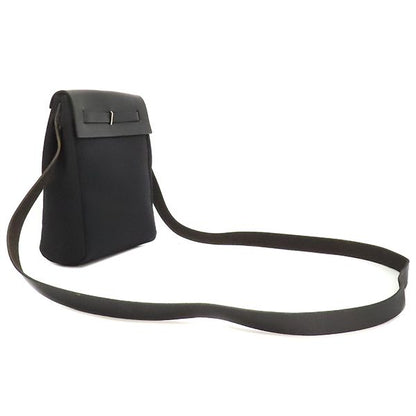 Hermes Shoulder Bag Herbag Her Bag TPM Leather Toile Officier Black Silver