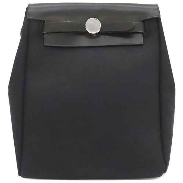 Hermes Shoulder Bag Herbag Her Bag TPM Leather Toile Officier Black Silver