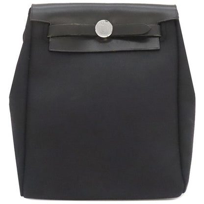 Hermes Shoulder Bag Herbag Her Bag TPM Leather Toile Officier Black Silver