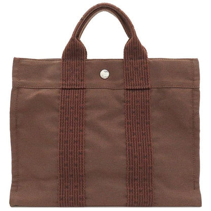 Hermes Tote Bag Her Line PM Canvas Brown Silver Hardware Brown