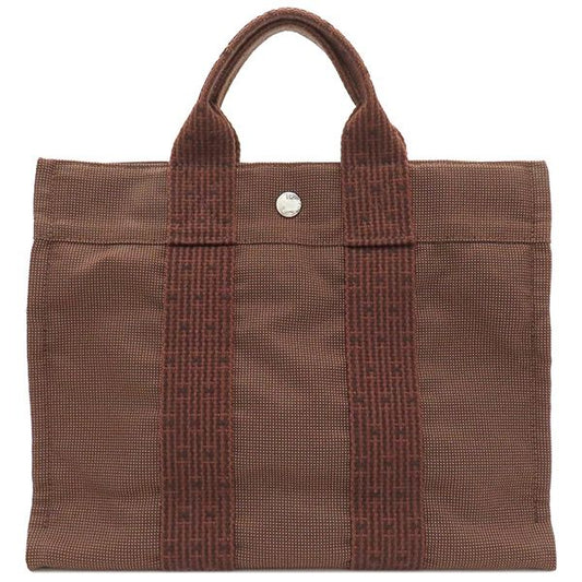 Hermes Tote Bag Her Line PM Canvas Brown Silver Hardware Brown