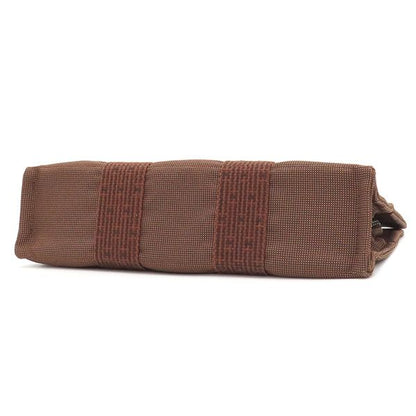 Hermes Tote Bag Her Line PM Canvas Brown Silver Hardware Brown