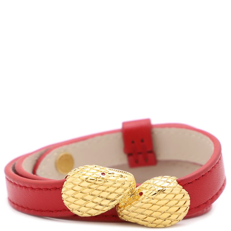 Bvlgari Bvlgari Bracelet Serpenti Forever Leather Bracelet Leather Metal Red