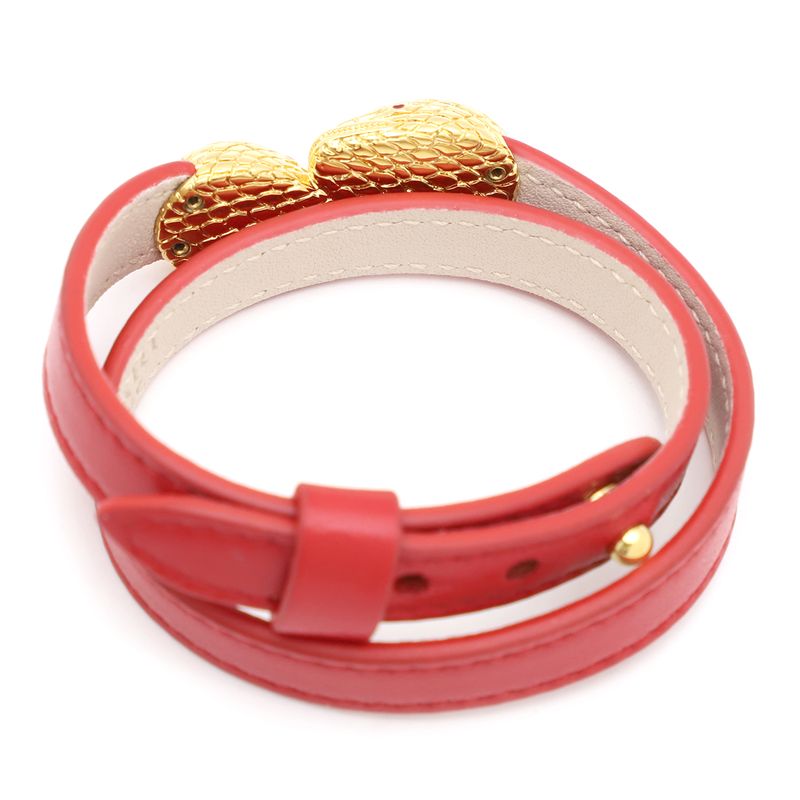 Bvlgari Bvlgari Bracelet Serpenti Forever Leather Bracelet Leather Metal Red