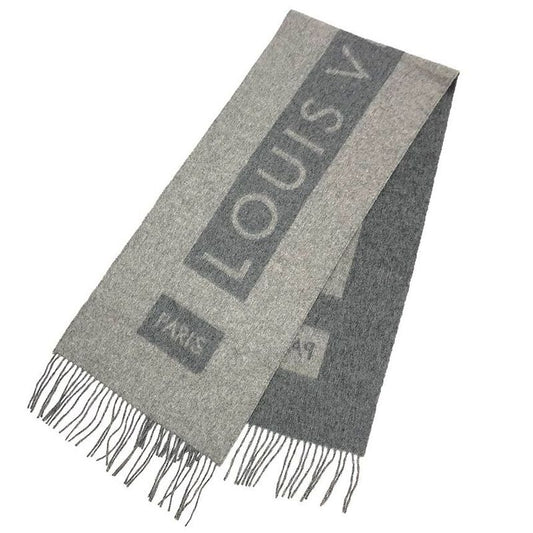 Louis Vuitton Cashmere Scarf Echarpe Baroda M71294 Gray Men Women Aq12289