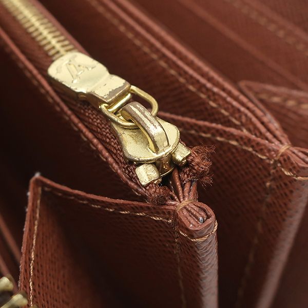 Louis Vuitton Long Wallet Zippy Wallet Monogram Canvas Brown Gold Hardware