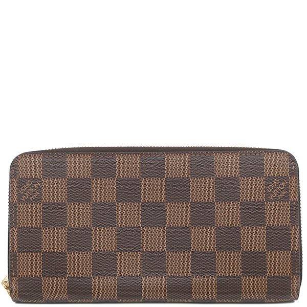 Louis Vuitton Long Wallet Zippy Wallet Damier Canvas Damier Ebene Gold Hardware