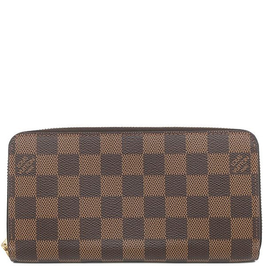 Louis Vuitton Long Wallet Zippy Wallet Damier Canvas Damier Ebene Gold Hardware