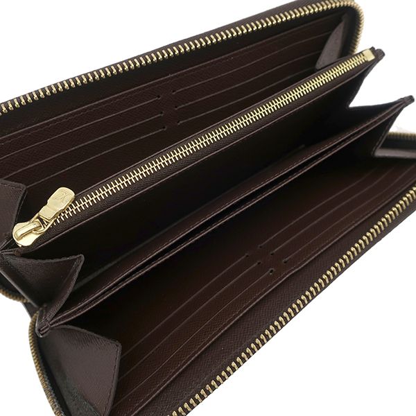 Louis Vuitton Long Wallet Zippy Wallet Damier Canvas Damier Ebene Gold Hardware