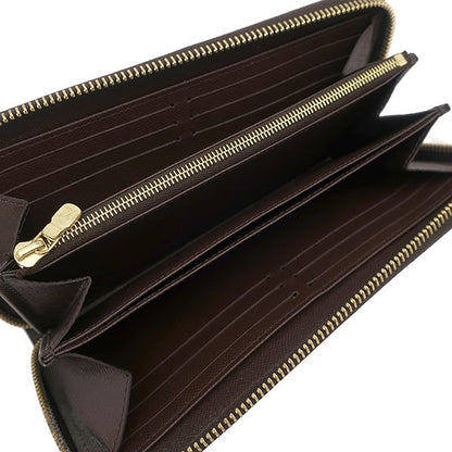 Louis Vuitton Long Wallet Zippy Wallet Damier Canvas Damier Ebene Gold Hardware