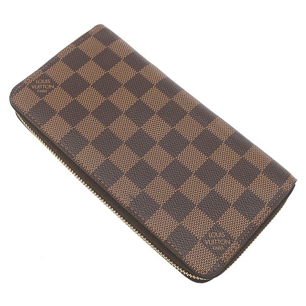 Louis Vuitton Long Wallet Zippy Wallet Damier Canvas Damier Ebene Gold Hardware