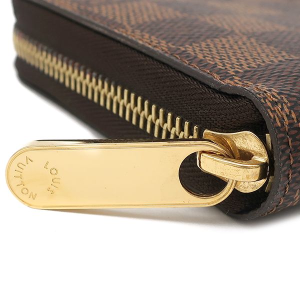 Louis Vuitton Long Wallet Zippy Wallet Damier Canvas Damier Ebene Gold Hardware