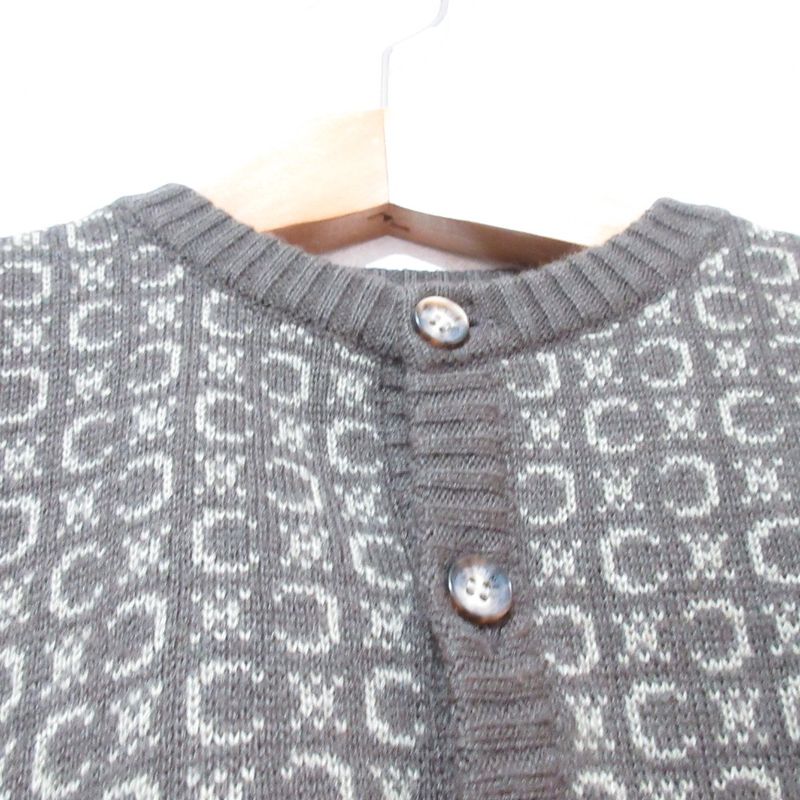 Celine Baby Kids C Macadam Long Sleeve Knit Cardigan 95cm (37.40in) Beige Kids