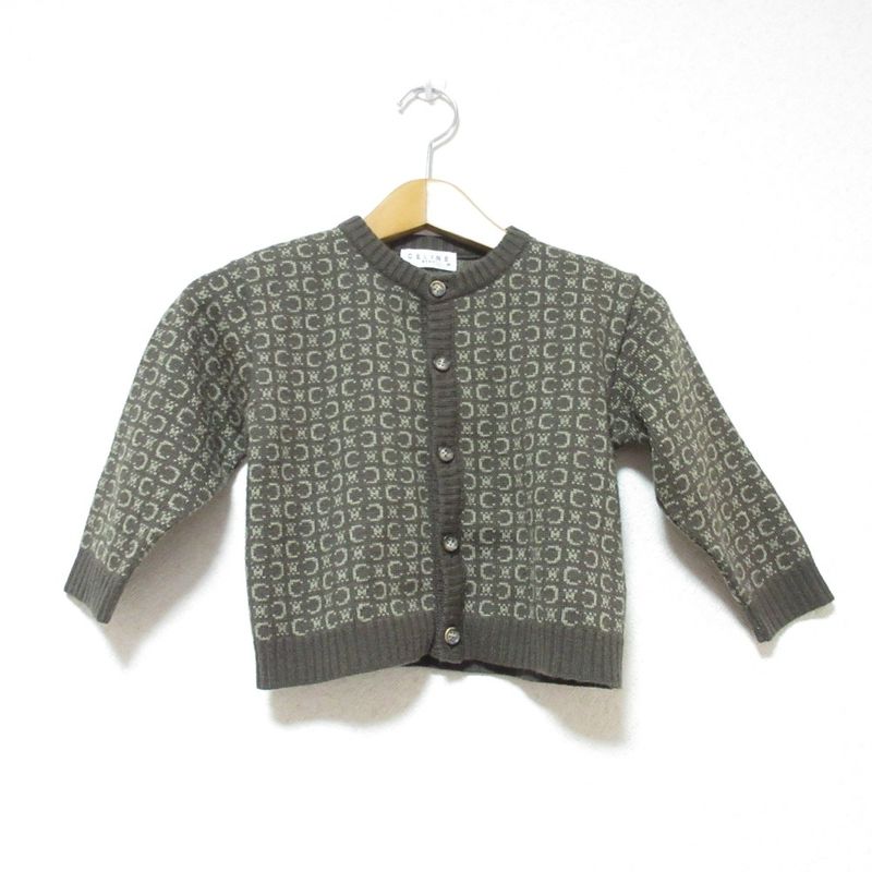 Celine Baby Kids C Macadam Long Sleeve Knit Cardigan 95cm (37.40in) Beige Kids