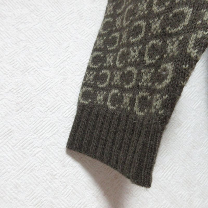 Celine Baby Kids C Macadam Long Sleeve Knit Cardigan 95cm (37.40in) Beige Kids