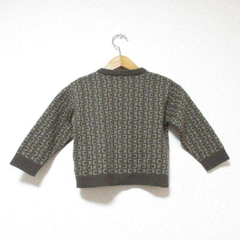 Celine Baby Kids C Macadam Long Sleeve Knit Cardigan 95cm (37.40in) Beige Kids