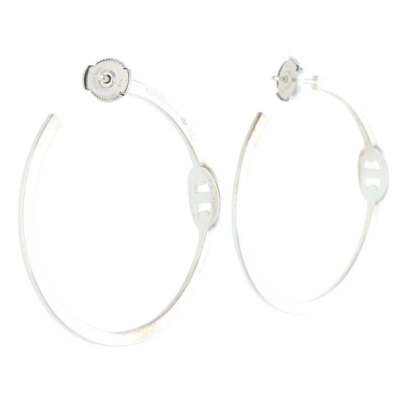 Hermes Anchene Hoop Silver Earrings Women