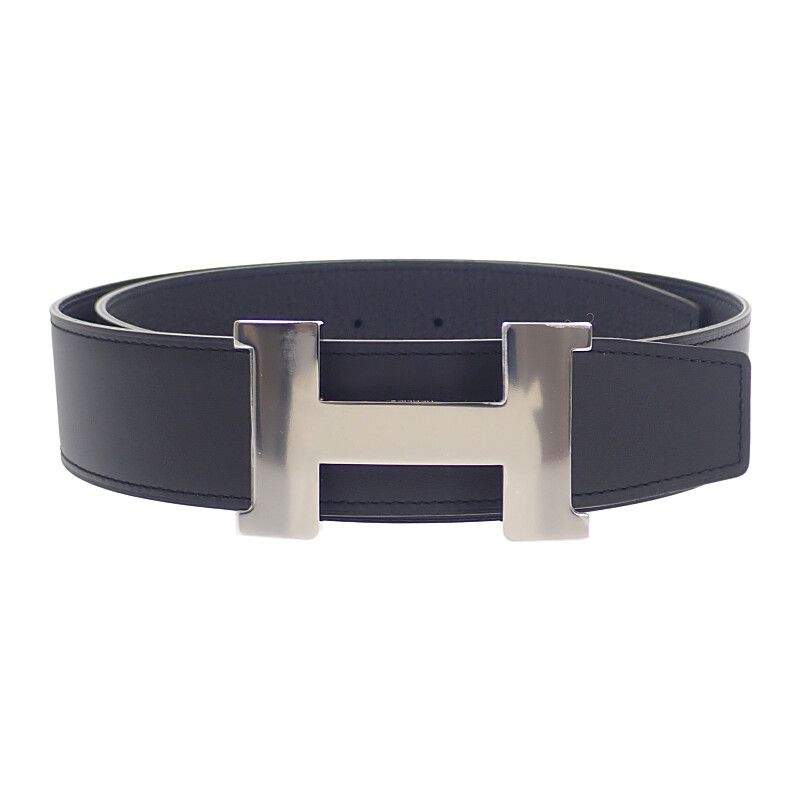 Hermes Constance Reversible 80 Belt Togo Vauchamonie Black Silver Hardware