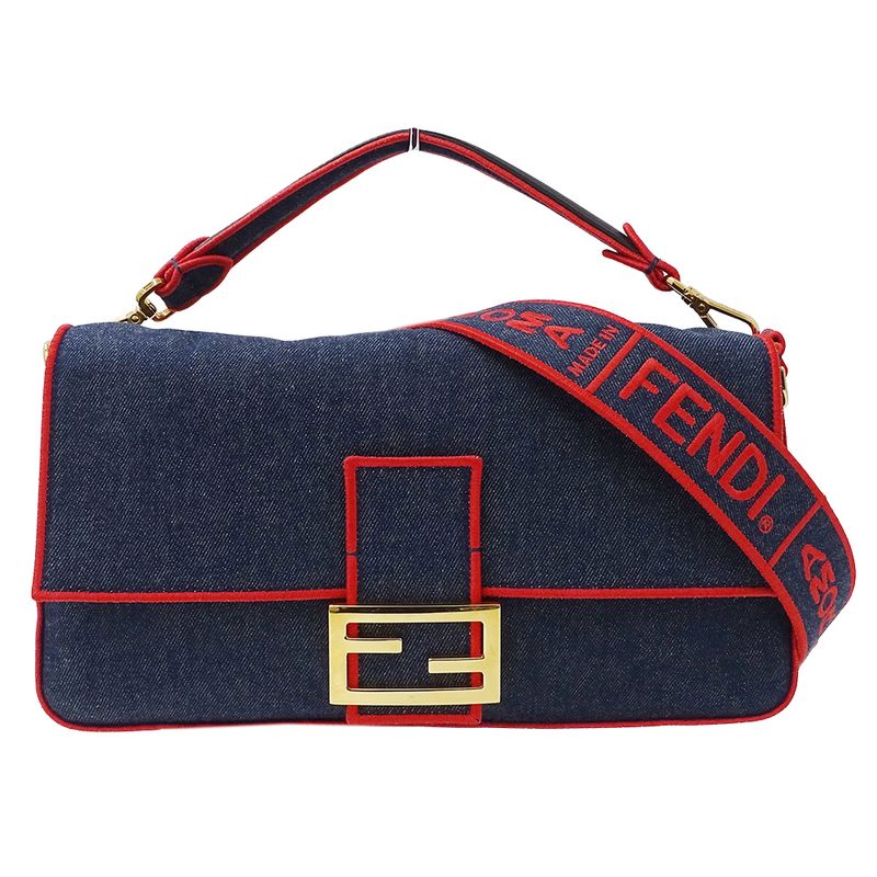 Fendi Bag Women's Brand Handbag Shoulder Bag 2way Mamma Bucket Denim Blue