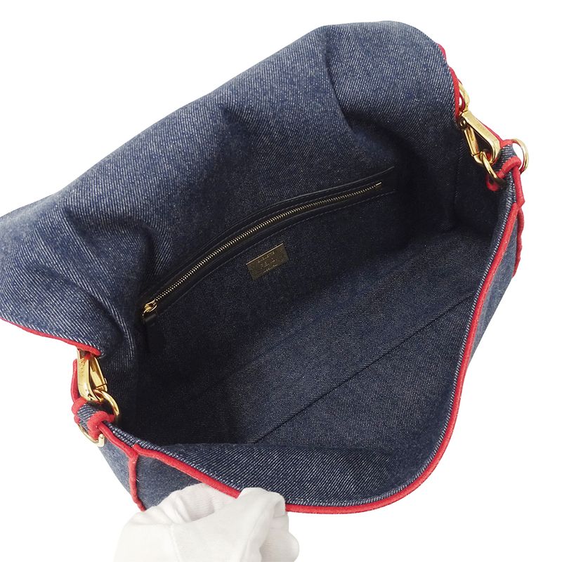 Fendi Bag Women's Brand Handbag Shoulder Bag 2way Mamma Bucket Denim Blue