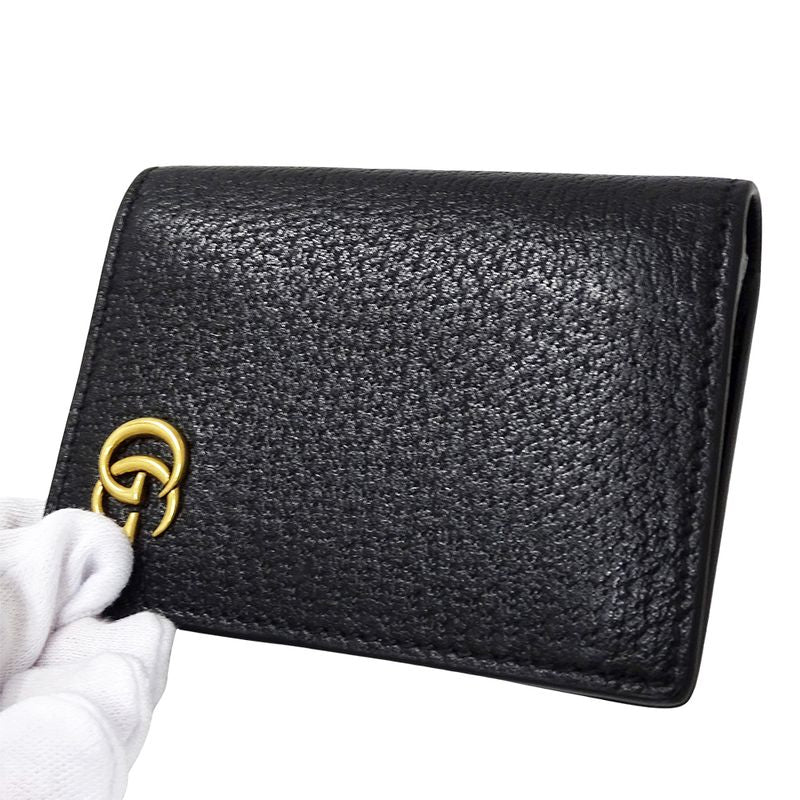 Gucci Card Case Men's Brand GG Marmont Business Card Holder Leather Black