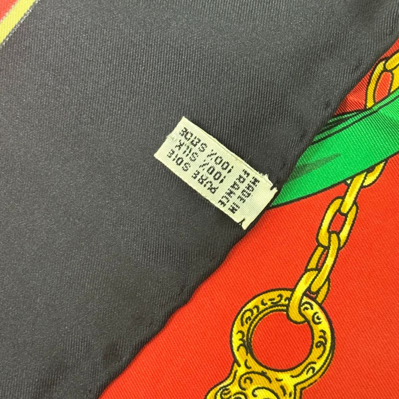 Celine Silk Scarf Tassel Design Red and Black