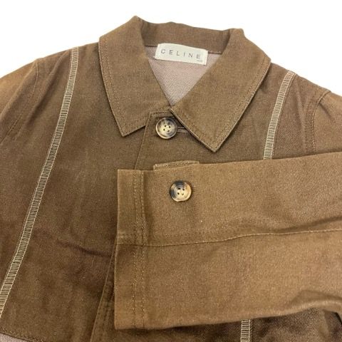 Celine Denim Jacket Long Sleeves None Cotton Blend 161-5 CJK CT Na0030 100 Brown