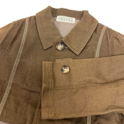 Celine Denim Jacket Long Sleeves None Cotton Blend 161-5 CJK CT Na0030 100 Brown