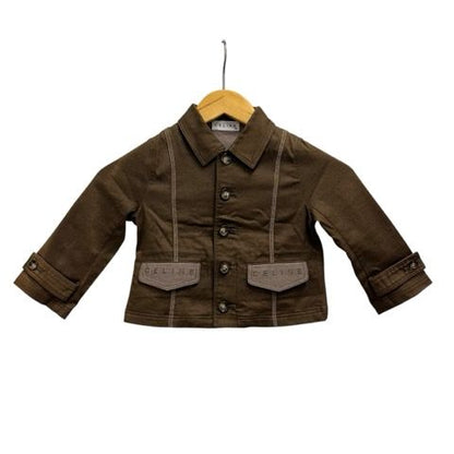 Celine Denim Jacket Long Sleeves None Cotton Blend 161-5 CJK CT Na0030 100 Brown