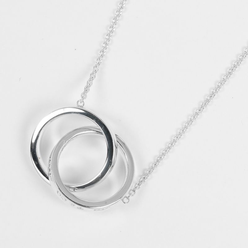 Tiffany & Co 1837 Interlocking Circle 925 Silver Ladies 10.2g Necklace